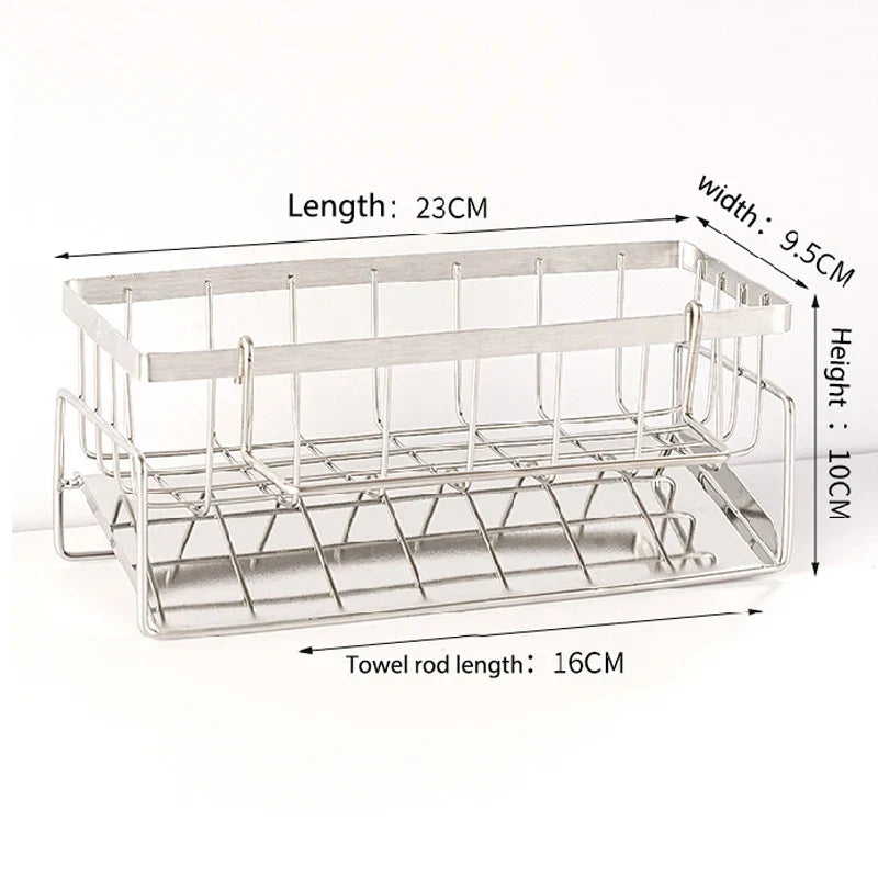 Rustproof Stainless Steel Freestanding Sponge & Brush Holder