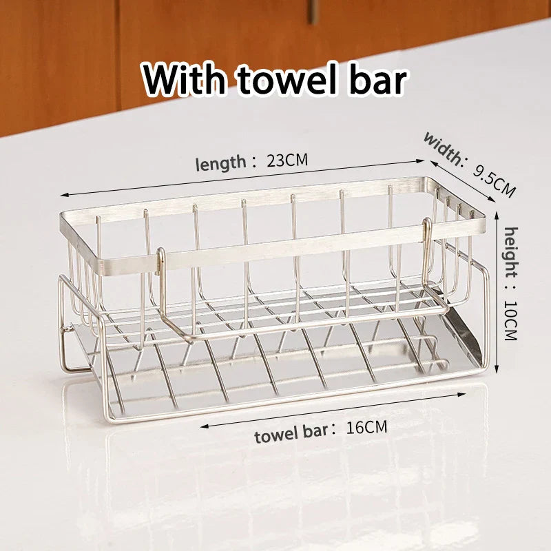 Rustproof Stainless Steel Freestanding Sponge & Brush Holder