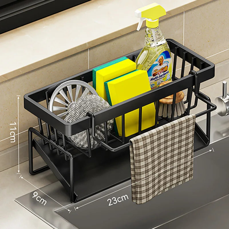 Rustproof Stainless Steel Freestanding Sponge & Brush Holder