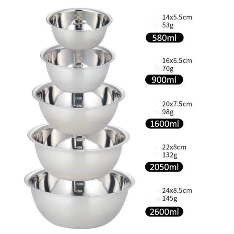 Rustproof Stainless Steel Stackable Mixing Bowls (Set of 5)