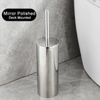 Rustproof Stainless Steel Toilet Brush & Holder (Removable Inner Cup)