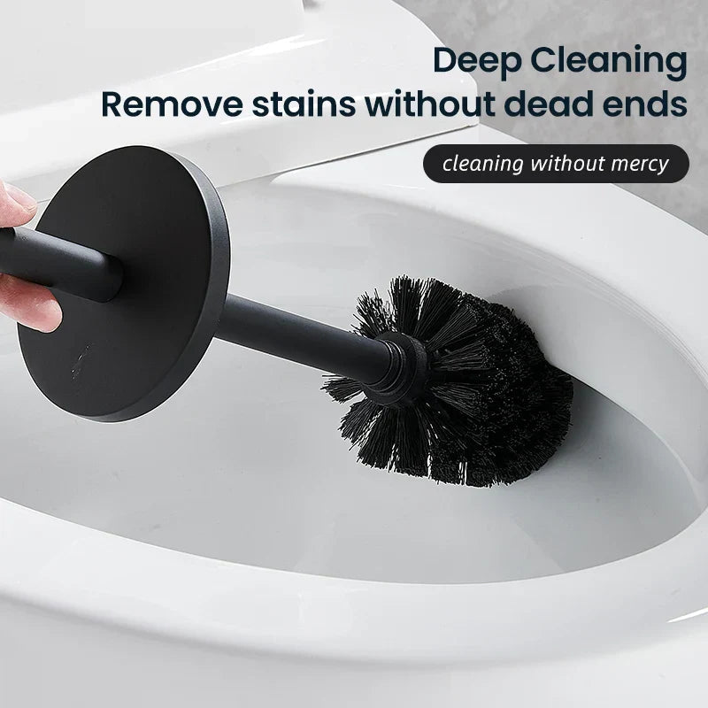Rustproof Stainless Steel Toilet Brush & Holder (Removable Inner Cup)