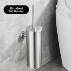Rustproof Stainless Steel Toilet Brush & Holder (Removable Inner Cup)
