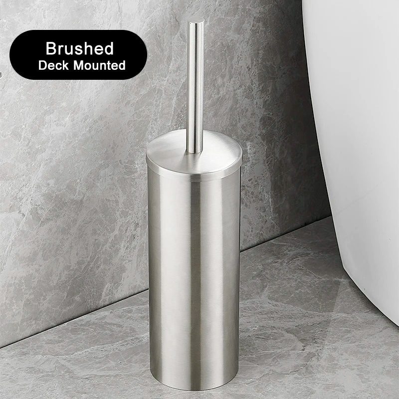 Rustproof Stainless Steel Toilet Brush & Holder (Removable Inner Cup)