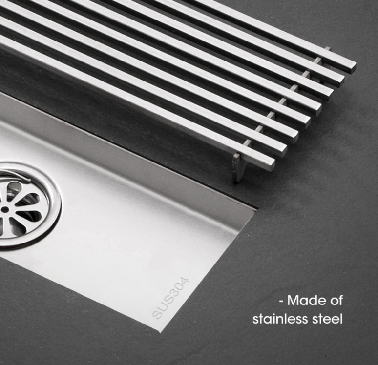 SUS304 Stainless Steel & Anti-Odor Tile-In Linear Shower Drain (600mm)