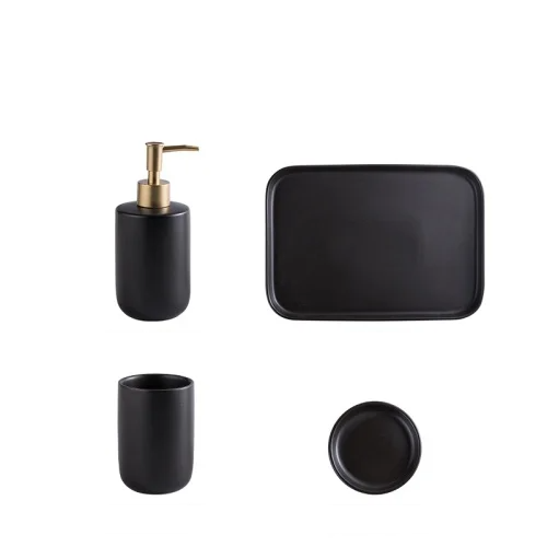 Scandinavian Ceramic Bathroom Accessory Set (4-Piece)