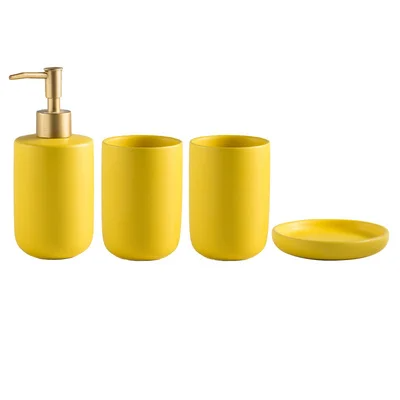 Scandinavian Ceramic Bathroom Accessory Set (4-Piece)