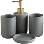 Scandinavian Ceramic Bathroom Accessory Set (4-Piece)