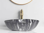 Scratch-Resistant Marble-Pattern Ceramic Vessel Sink (Above-Counter)
