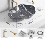 Scratch-Resistant Marble-Pattern Ceramic Vessel Sink (Above-Counter)