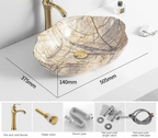 Scratch-Resistant Marble-Pattern Ceramic Vessel Sink (Above-Counter)