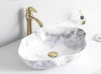 Scratch-Resistant Marble-Pattern Ceramic Vessel Sink (Above-Counter)