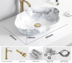 Scratch-Resistant Marble-Pattern Ceramic Vessel Sink (Above-Counter)