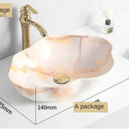 Scratch-Resistant Marble-Pattern Ceramic Vessel Sink (Above-Counter)