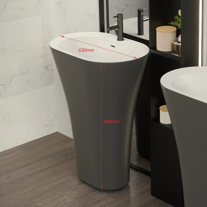 Seamless Solid Surface Pedestal Sink (Floor-Mount)