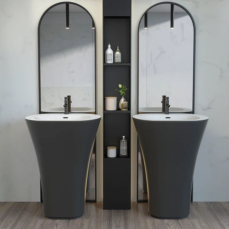 Seamless Solid Surface Pedestal Sink (Floor-Mount)