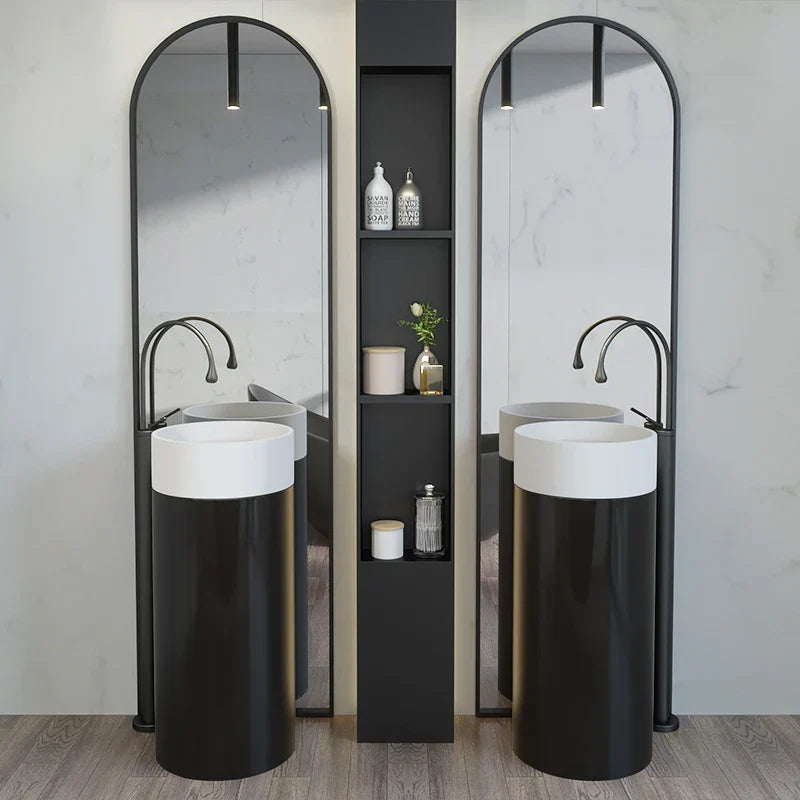 Seamless Solid Surface Pedestal Sink (Floor-Mount)