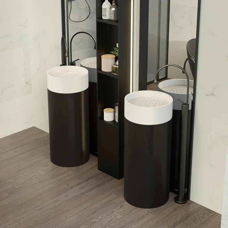 Seamless Solid Surface Pedestal Sink (Floor-Mount)