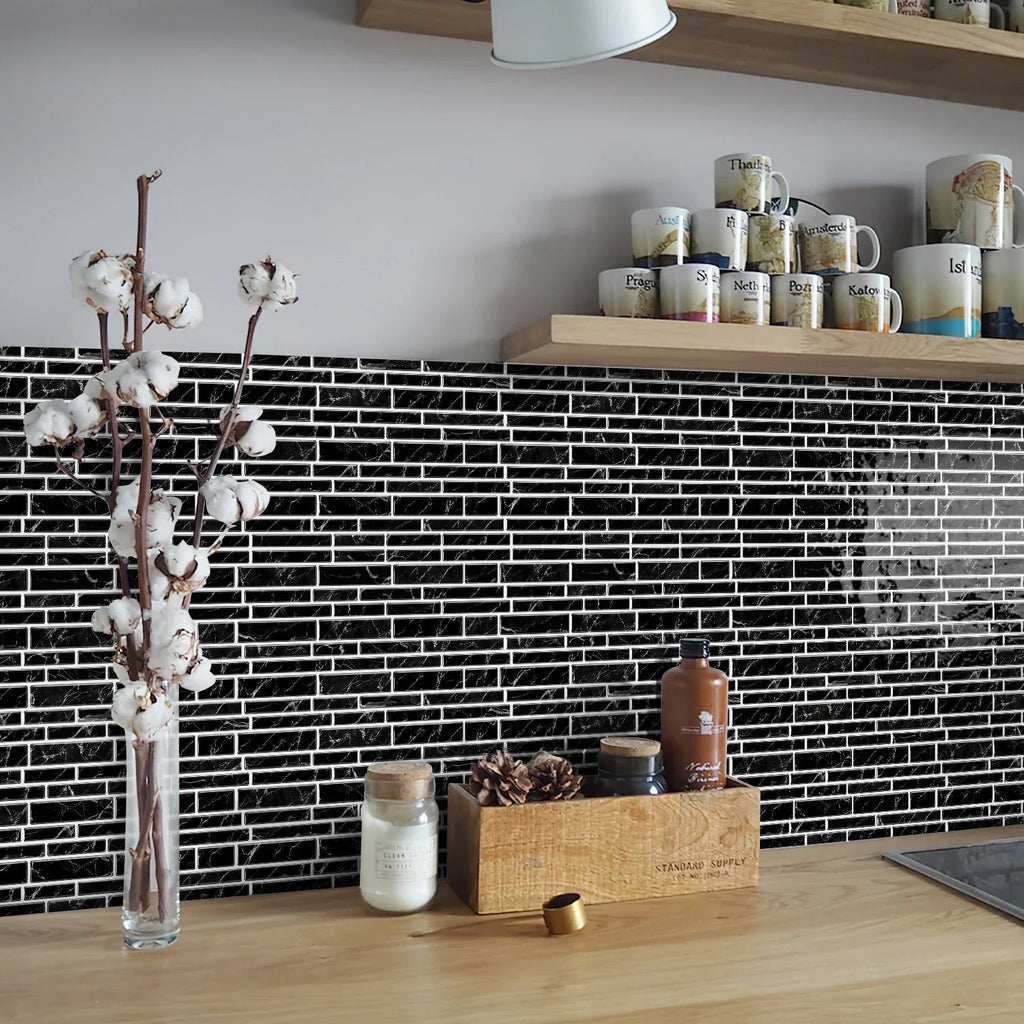 Self-Adhesive Black & White Marble Wall Stickers
