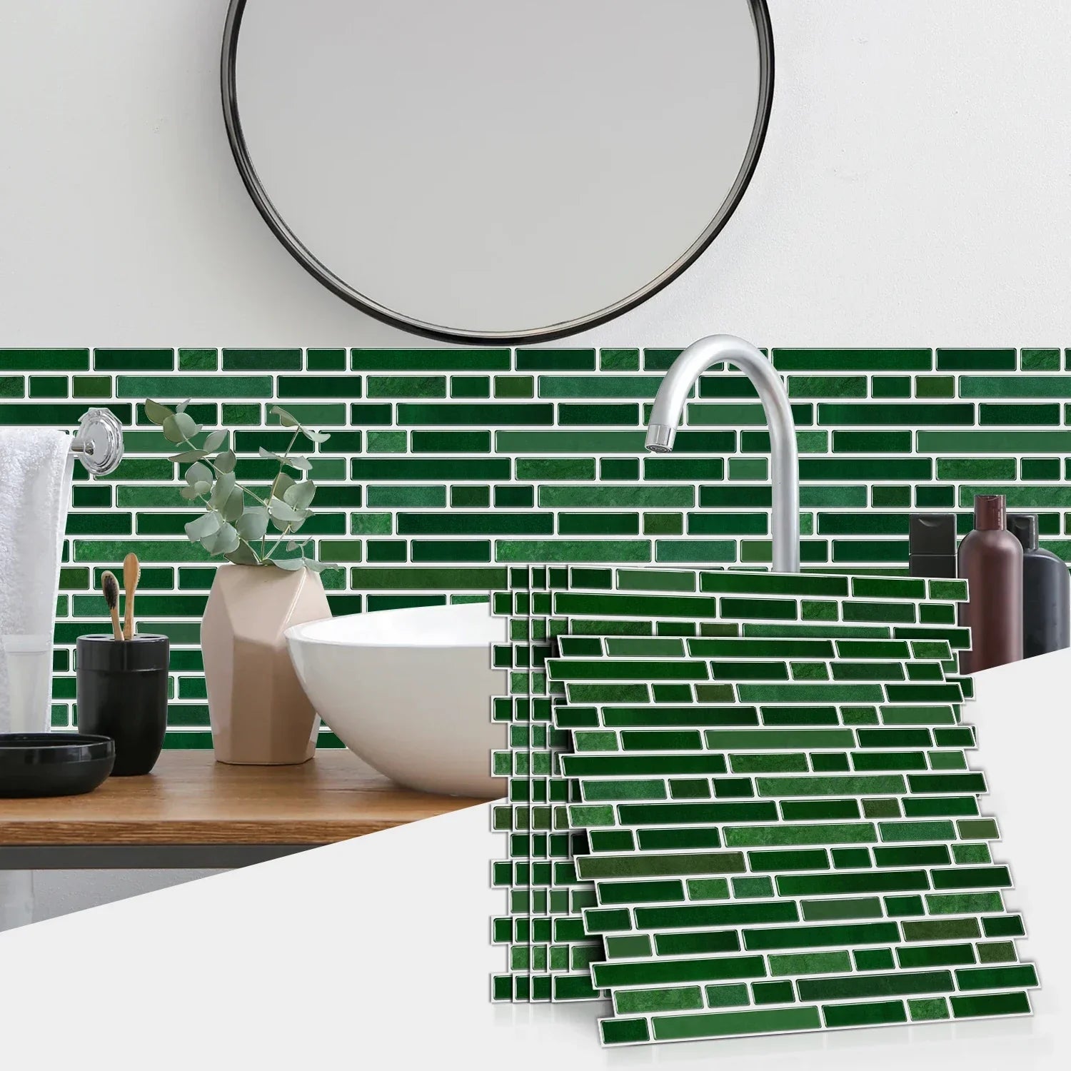 Self-Adhesive Black & White Marble Wall Stickers