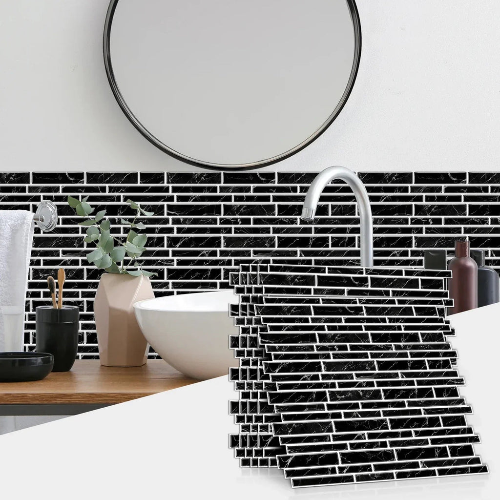 Self-Adhesive Black & White Marble Wall Stickers