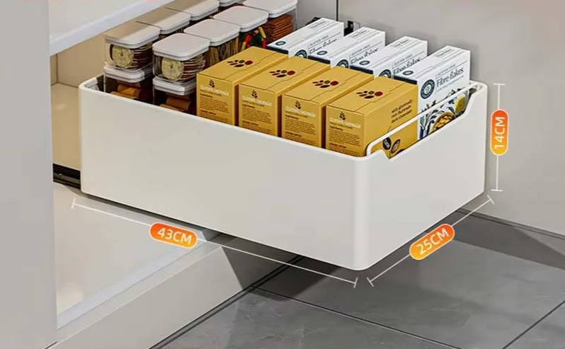 Self-Adhesive Carbon Steel Pull-Out Kitchen Organizer (No-Drill)