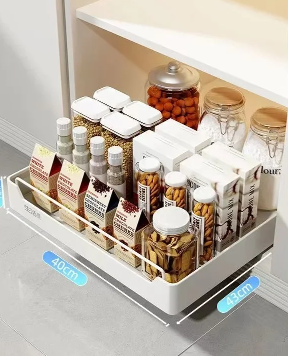 Self-Adhesive Carbon Steel Pull-Out Kitchen Organizer (No-Drill)