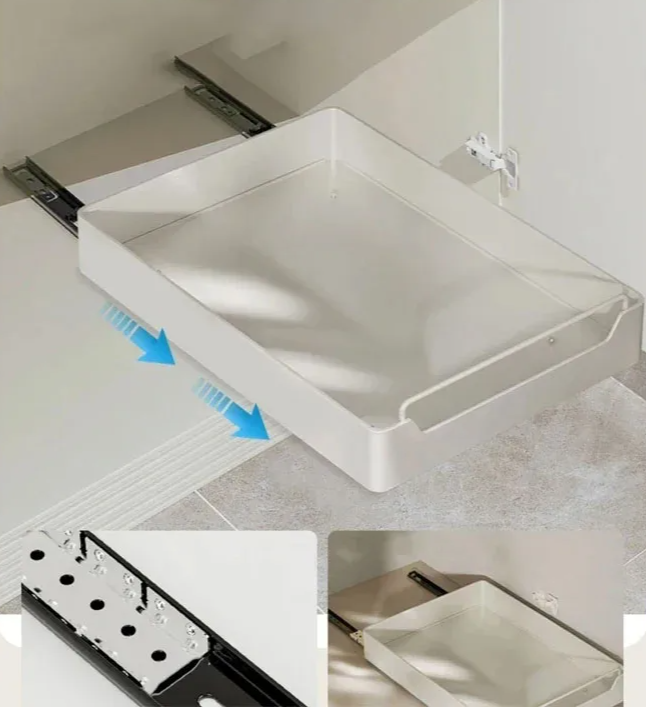 Self-Adhesive Carbon Steel Pull-Out Kitchen Organizer (No-Drill)