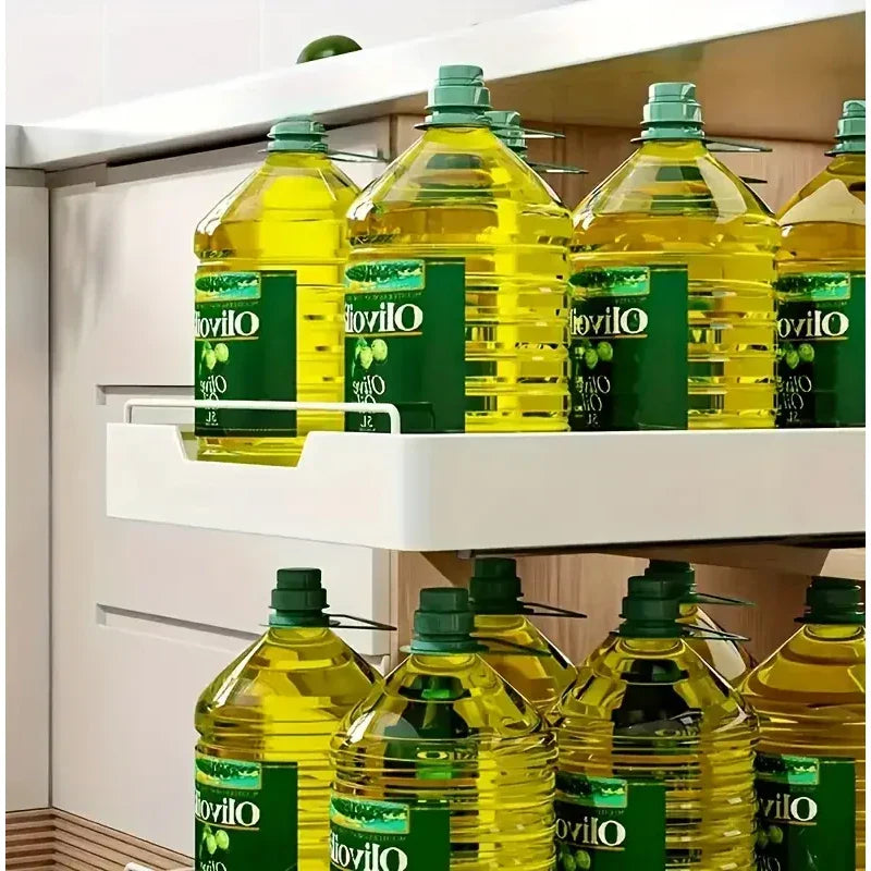 Self-Adhesive Carbon Steel Pull-Out Kitchen Organizer (No-Drill)
