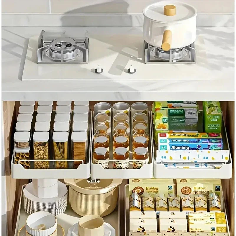 Self-Adhesive Carbon Steel Pull-Out Kitchen Organizer (No-Drill)