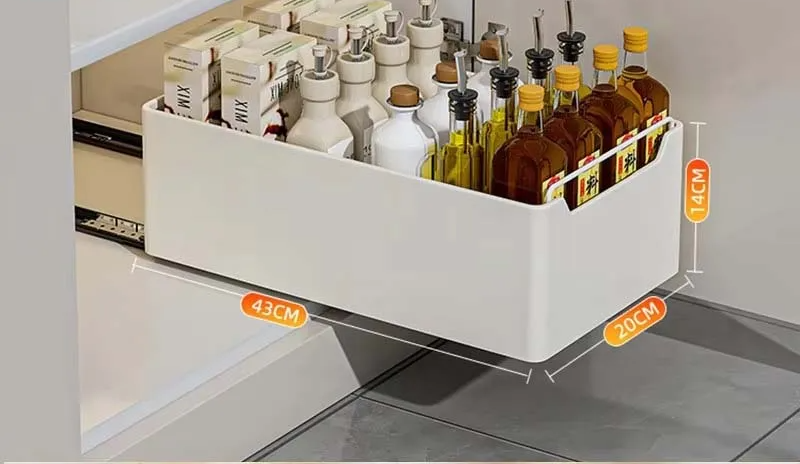 Self-Adhesive Carbon Steel Pull-Out Kitchen Organizer (No-Drill)