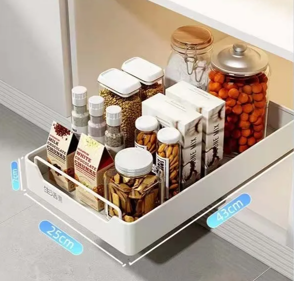 Self-Adhesive Carbon Steel Pull-Out Kitchen Organizer (No-Drill)