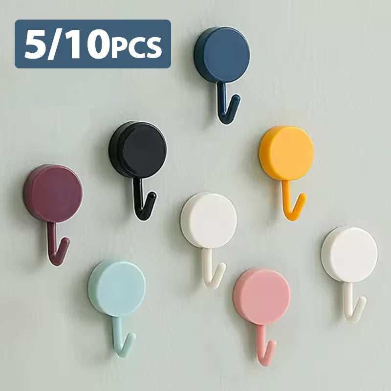 Self-Adhesive No-Drill Silicone Wall Hooks (Set of 5/10)
