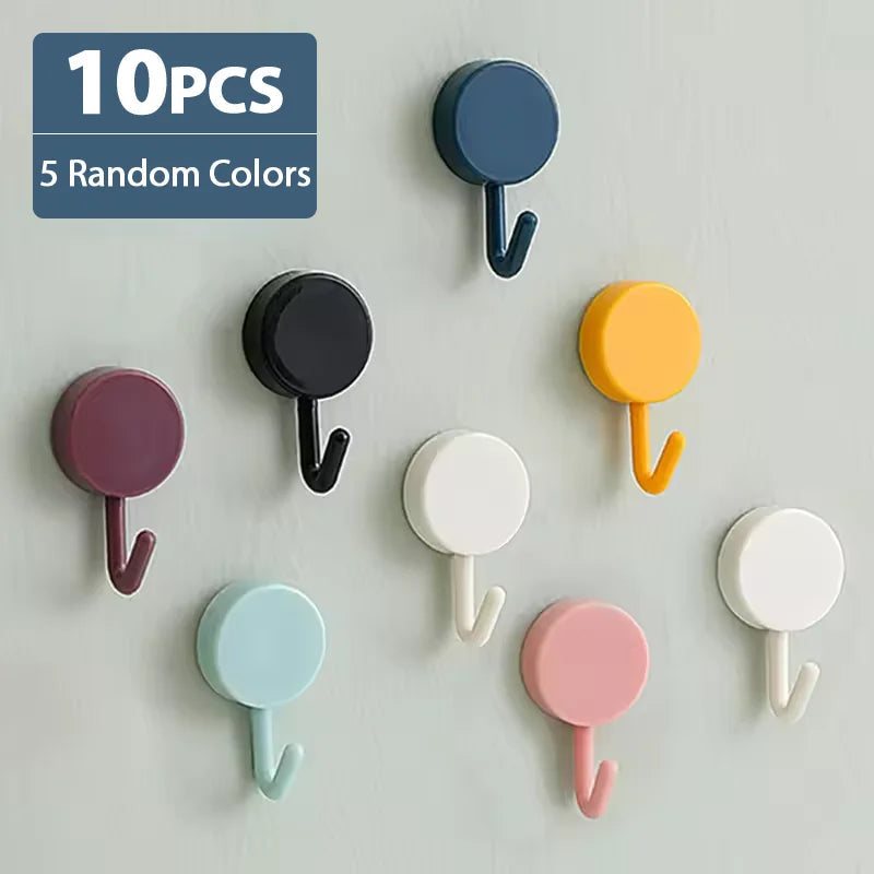 Self-Adhesive No-Drill Silicone Wall Hooks (Set of 5/10)