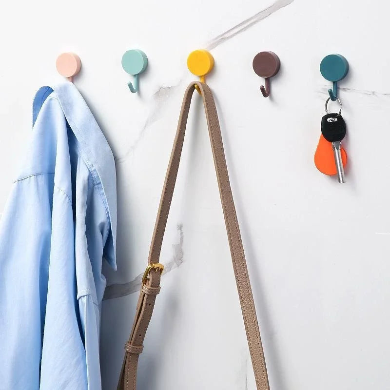 Self-Adhesive No-Drill Silicone Wall Hooks (Set of 5/10)