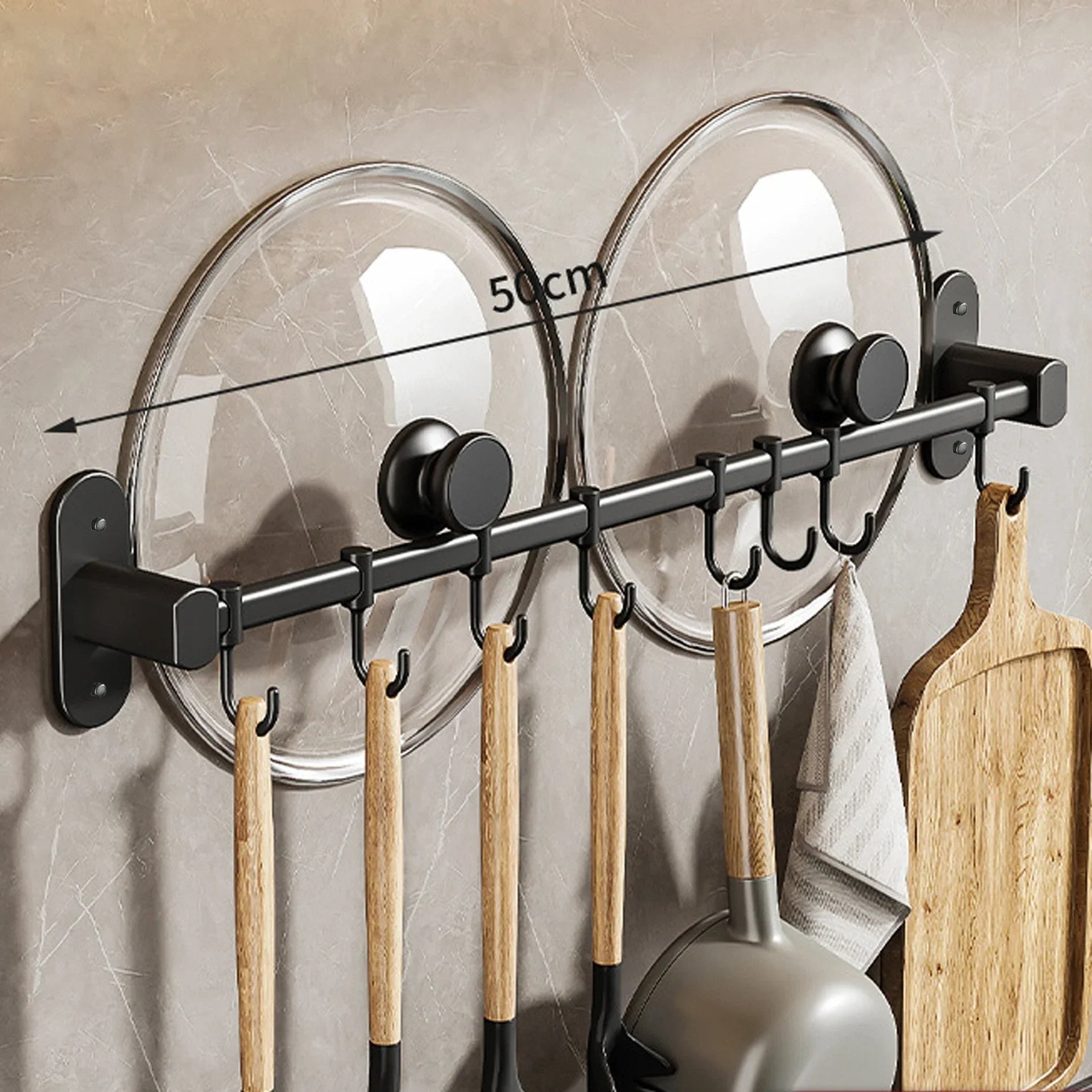 Self-Adhesive No-Drill Wall Organizer (Holds Lids & Utensils)