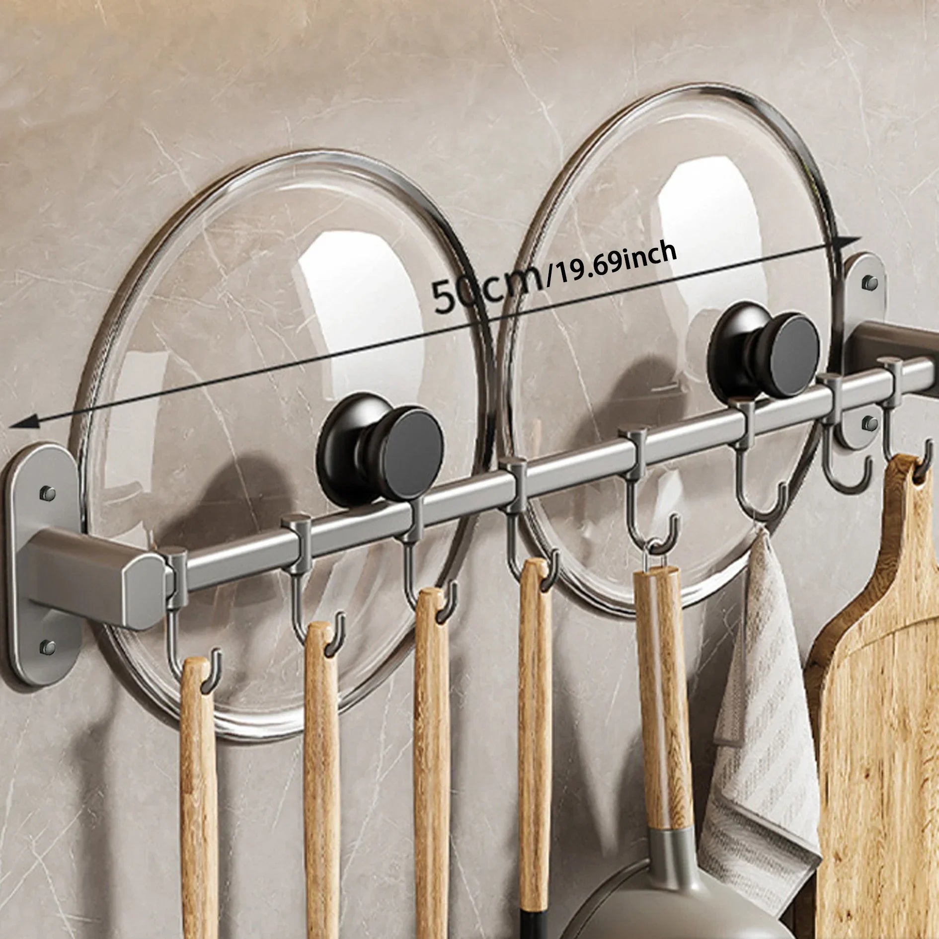 Self-Adhesive No-Drill Wall Organizer (Holds Lids & Utensils)