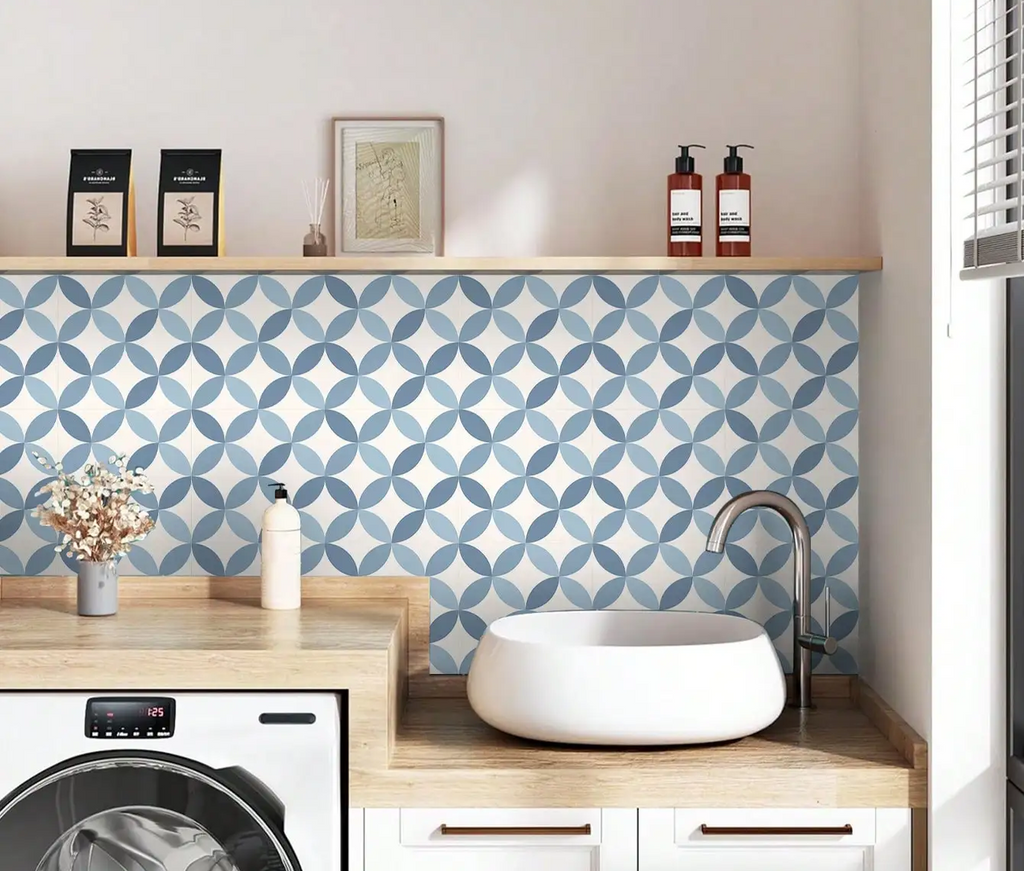 Self-Adhesive Reinforced PVC Tile Stickers (12-Piece Set)