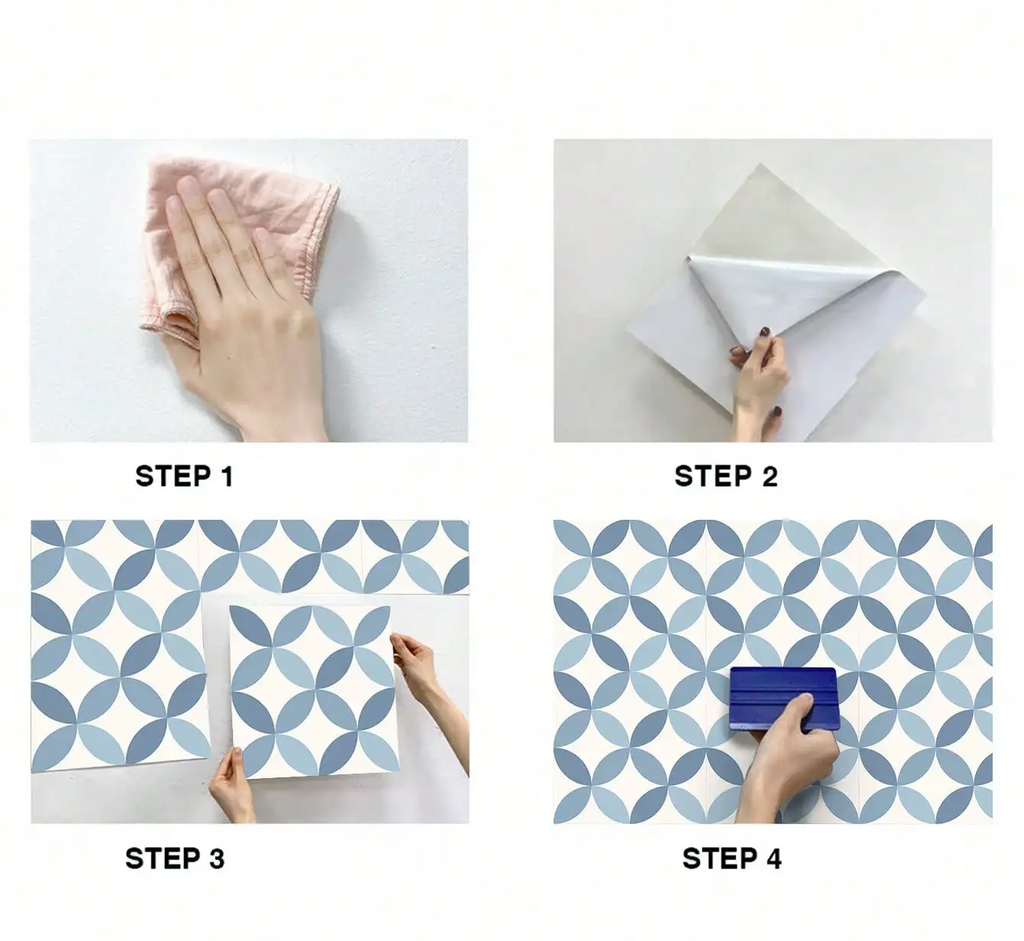 Self-Adhesive Reinforced PVC Tile Stickers (12-Piece Set)