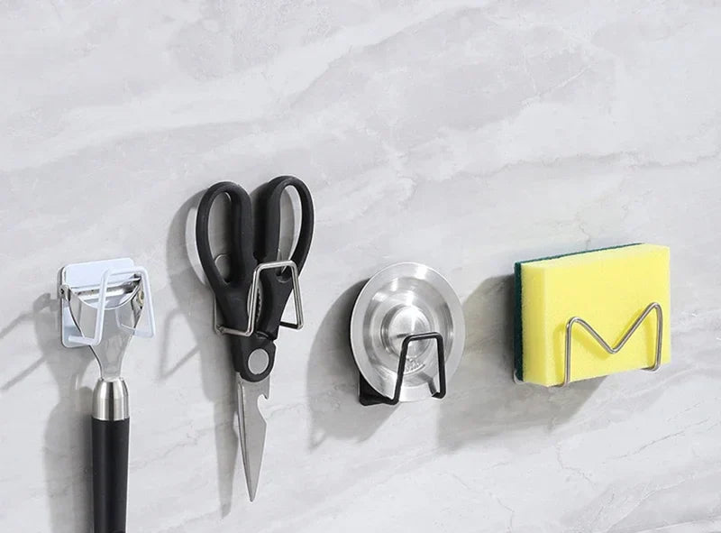 Self-Adhesive Rustproof Stainless Steel Sponge & Brush Holder
