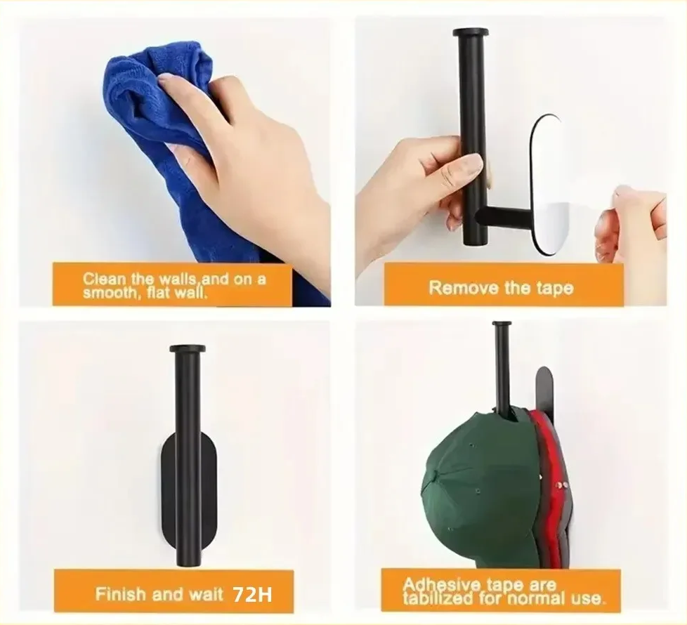 Self-Adhesive Stainless Steel Hat & Cap Holder