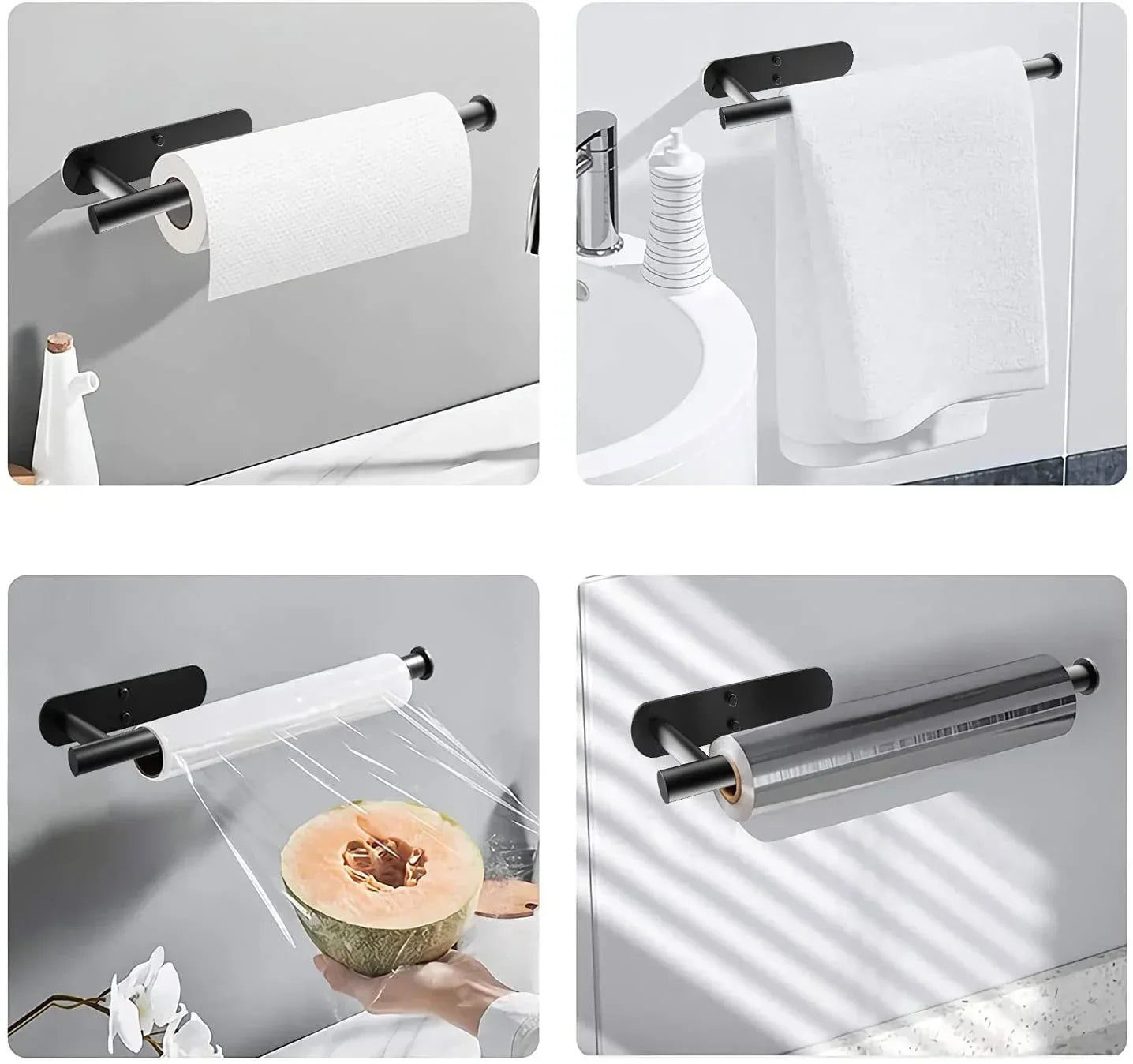 Self-Adhesive Stainless Steel Toilet Paper Holder (Extended Roll)