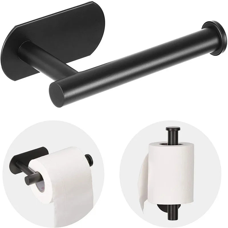 Self-Adhesive Stainless Steel Toilet Paper Holder (Extended Roll)