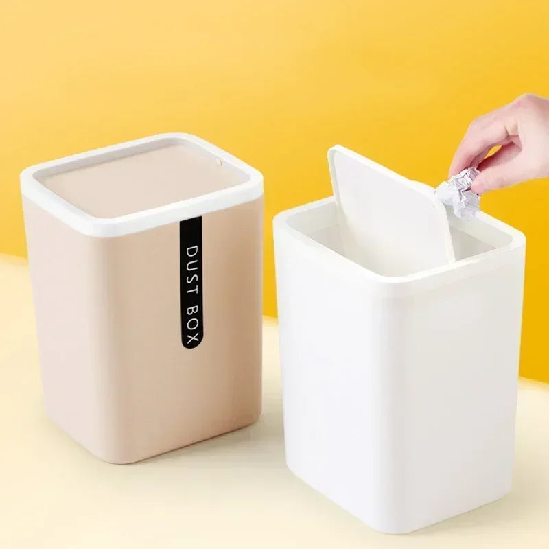 Shake-Cover Space-Saving Mini Desk Trash Can (Slim Cylinder)