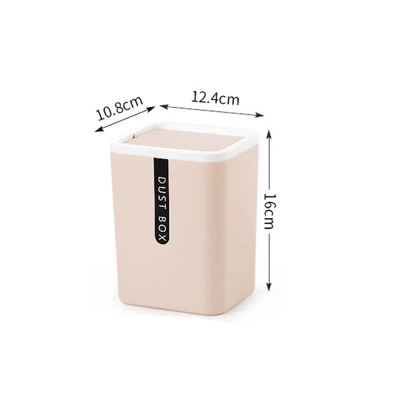 Shake-Cover Space-Saving Mini Desk Trash Can (Slim Cylinder)
