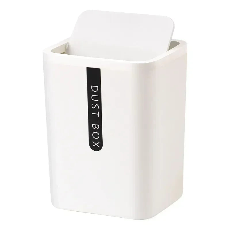 Shake-Cover Space-Saving Mini Desk Trash Can (Slim Cylinder)