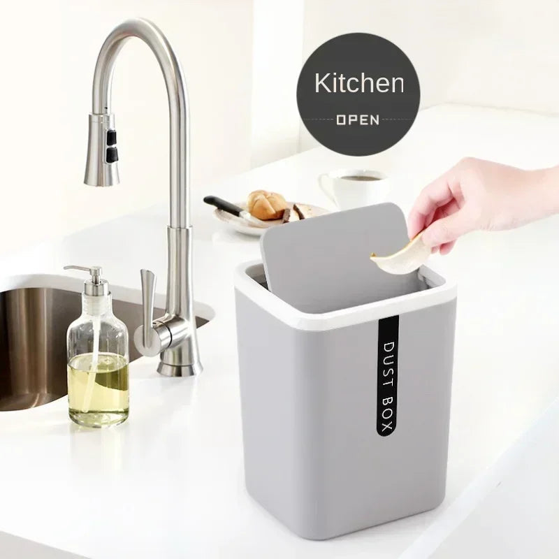 Shake-Cover Space-Saving Mini Desk Trash Can (Slim Cylinder)