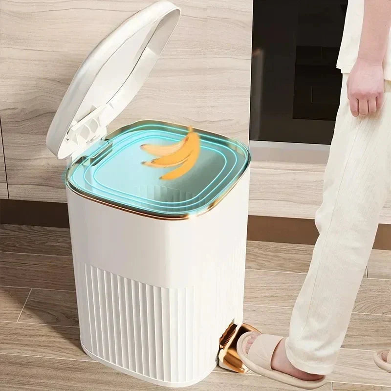 Silent Soft-Close & Odor-Sealing Step Trash Can