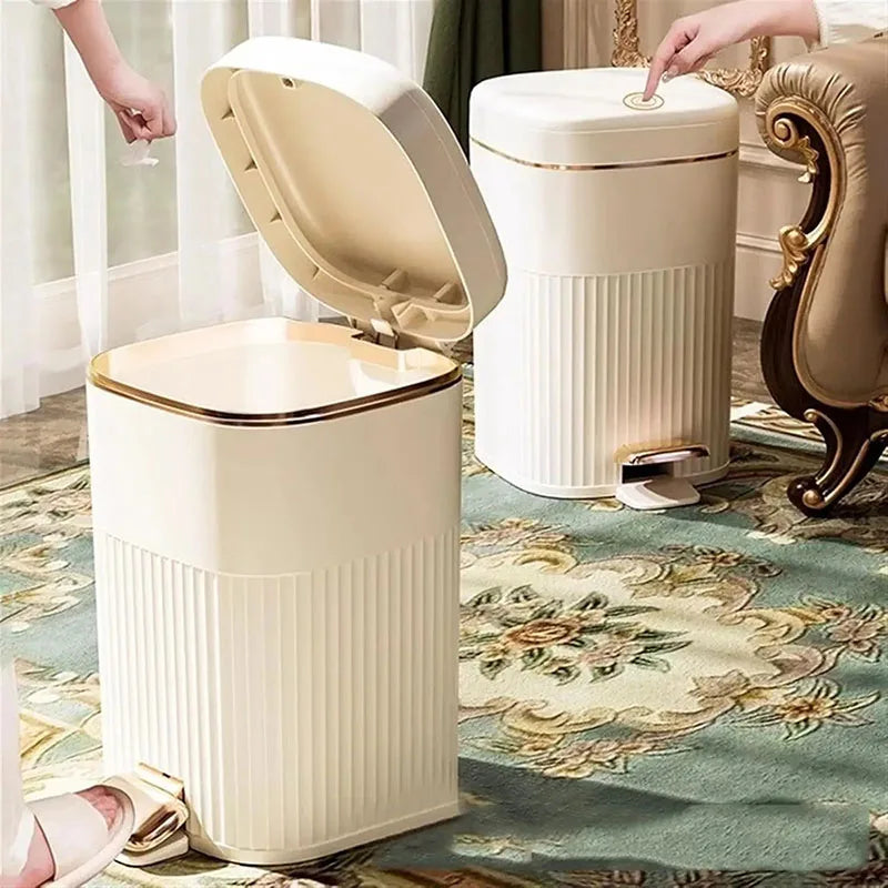 Silent Soft-Close & Odor-Sealing Step Trash Can
