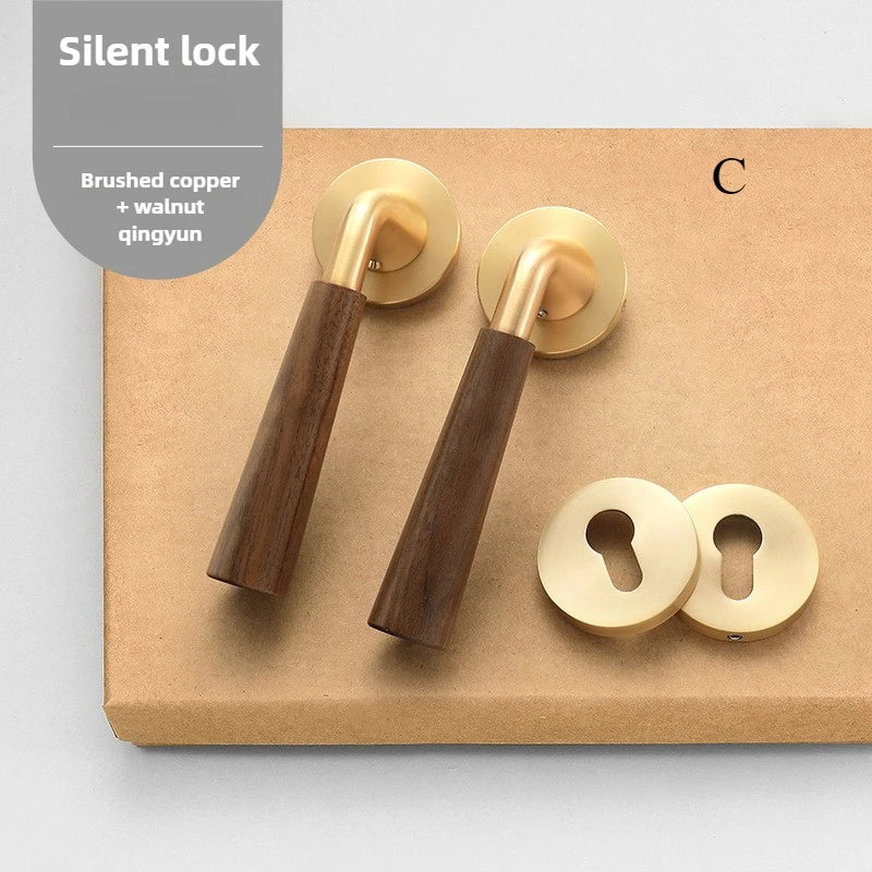 Silent Split-Handle Walnut Interior Door Lock (Keys Included)